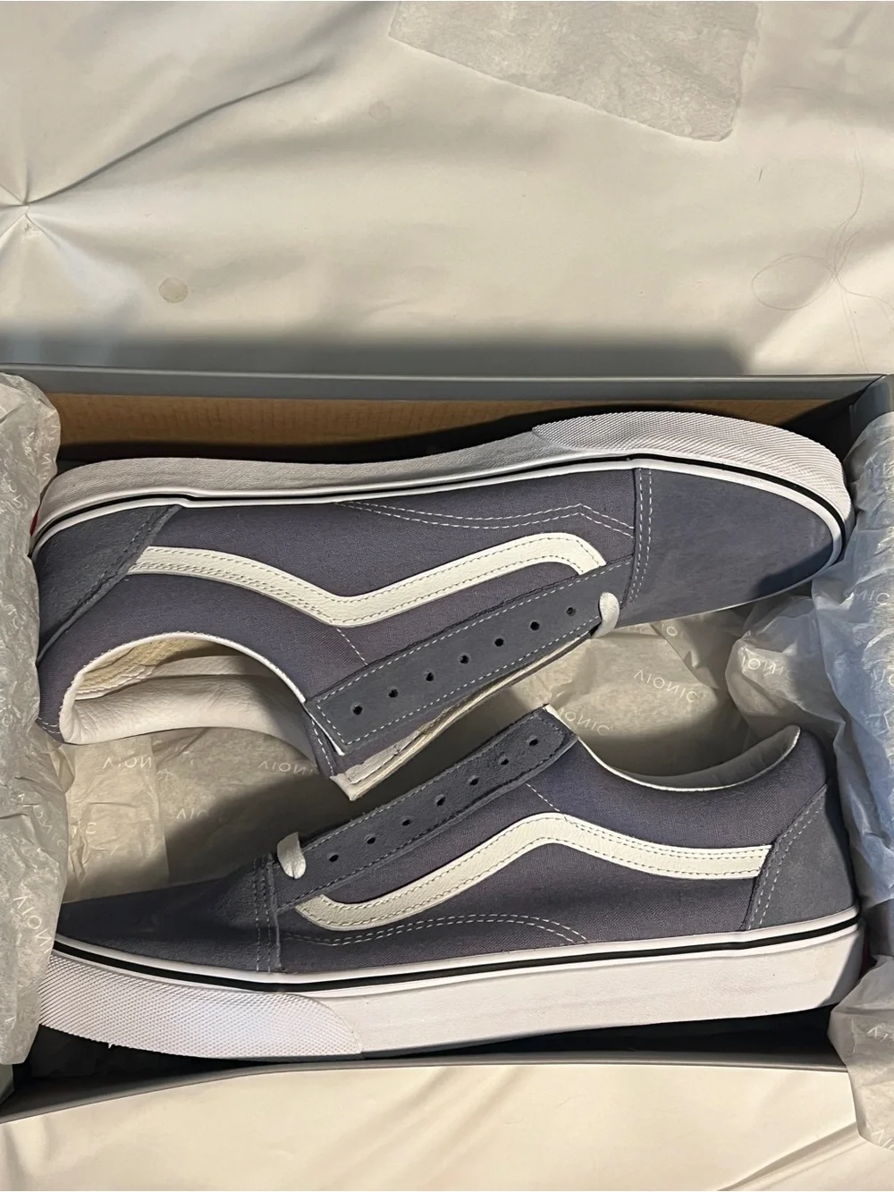 Vans Skate Old Skool Canvas Sneakers in Slate Gray/Blue with White Stripe